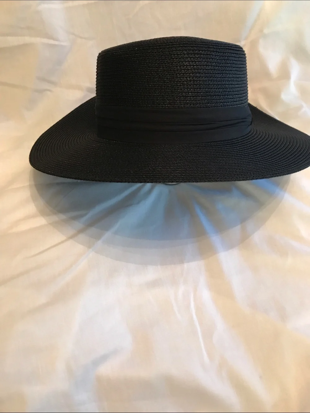 Wide Brim Straw Sun Hat - Black